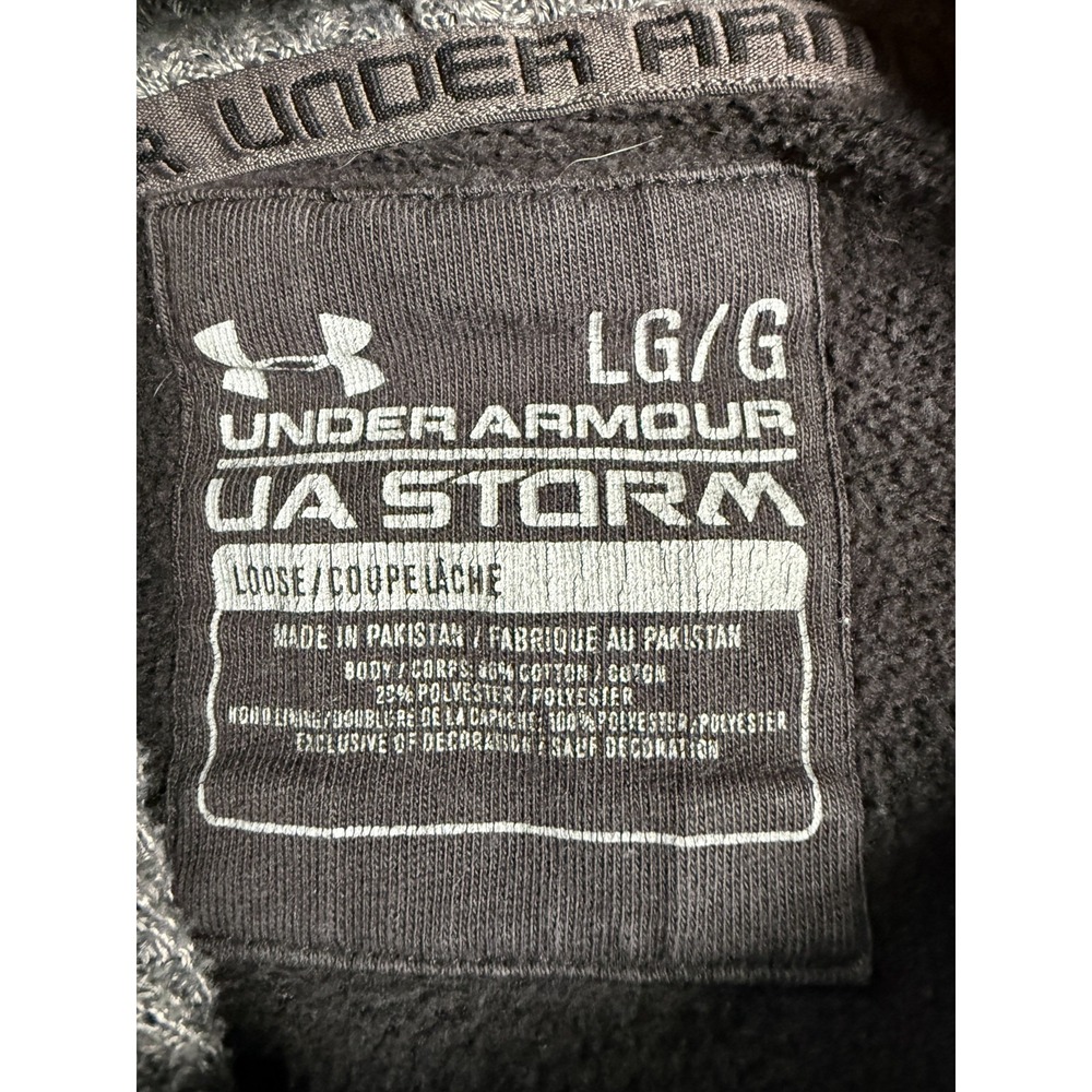 UNDER ARMOUR Solid Gray Cotton Blend Mens Kangaroo Pocket Hoodie - Large - Picture 3 of 12